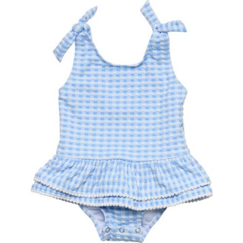 Seaside Gingham Skirted UPF 50+ One-Piece Swimsuit, 3-6M