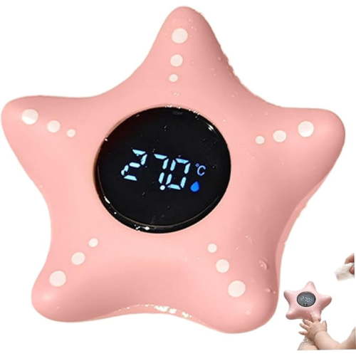 Floating Star Baby Bath Thermometer, Color Alert LCD Display Thermometer, 0-80°C Precise Water Temperature Gauge, Waterproof Safe PVC Bath Accessory for Infant Bath Tub Pool(k)
