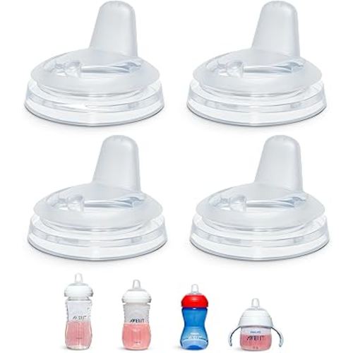 Sippy Spout Nipples for Philips Avent Natural Baby Bottles, My Grippy Spout Sippy Cup and Natural Trainer Sippy Cup, 4-Count, Soft Spout, Food Grade Silicone, BPA-Free, Convert to Sippy Cup, 4+ months