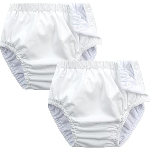 2 Pack Baby Newborn Reusable Swim Diapers Washable Toddler Unisex Swim Diaper Infant Swimming Diapers White, 0-3 Months