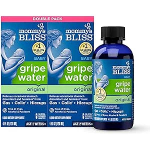 Mommy's Bliss Original Gripe Water, Gas and Colic Relief, Gentle and Safe, Made for Infants, 2 Weeks+, 8 Fl Oz (2 Bottles)