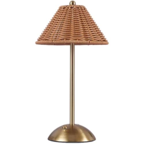 Boho Rattan Table Lamp,Wicker Night Light,LED Rechargeable Reading Lights,3 Color Touch Control Dimmable Bedside Lamps Living Room Bedroom Office Lighting Home Outdoor Decor