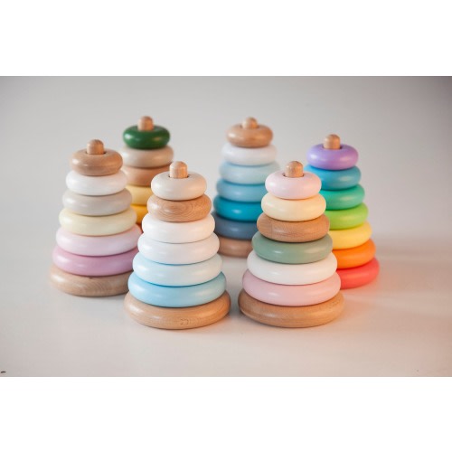 Baby pyramid ring tower, wooden stacker toy, wooden waldorf stacking toy, Christmas gift for niece or nephew, Christmas countdown gift