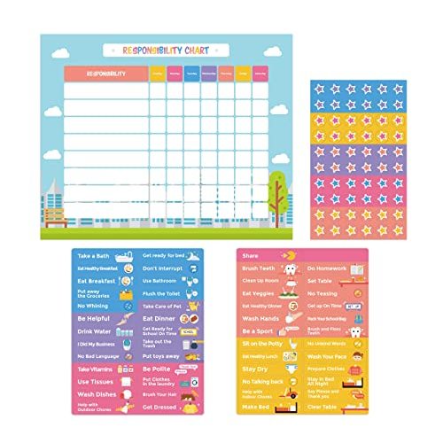 Chore Chart for Kids 51 Chores 60 Stars, Good Behavior Chart, Magnetic Responsibility Chart for Wall or Refrigerator