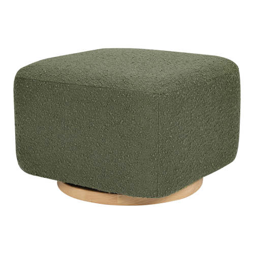 Kiwi Gliding Ottoman - Olive Boucle with Light Wood Base