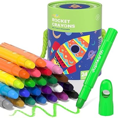24 Colors Twist Crayons for Toddlers 1-3, Non-Toxic Washable Crayons for Ages 4-8 with Storage Bucket, Ultra-Silky and Easy to Hold Art Supplies, Ideal Coloring Gift for Boys and Girls