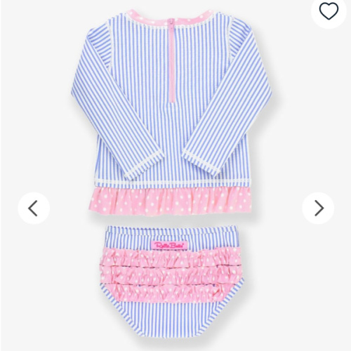 Seersucker Long Sleeve Rash Guard Bikini | RuffleButts & RuggedButts