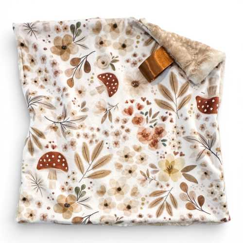 Whimsical Mushroom Minky Lovey Blanket: Woodland Baby Nursery Decor