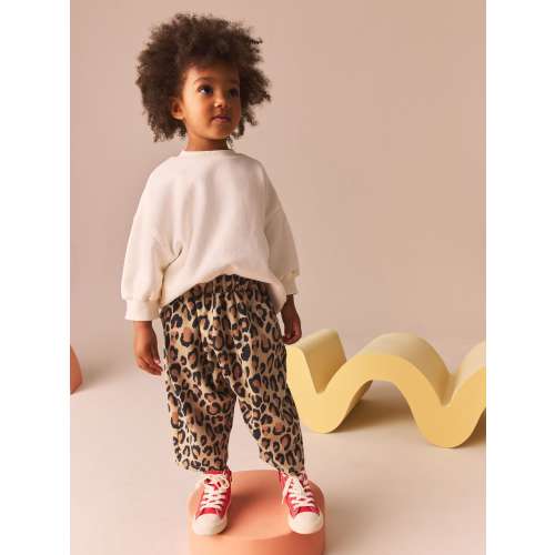 Animal Leopard Print Textured Barrel Leg Trousers (3mths-7yrs)
