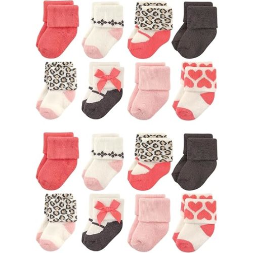 Luvable Friends Unisex Baby Baby Cotton Rich Terry Socks 16-Pack