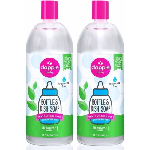 Dapple Baby Fragrance-Free Baby Bottle & Dish Soap Refill - (2 Pack) 30 fl oz - Plant-Powered Cleaner for Bottles, Pump Parts, and Sippy Cups - Removes Milk Film & Odors
