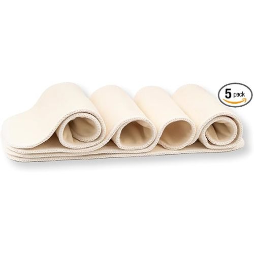 Nora's Nursery Hemp Inserts for Cloth Diapers – 4-Layer Super Absorbent, Washable & Reusable Diaper Liners with Snap - 13" x 15" - Perfect Fit for All Cloth Diaper Sizes - 5 Pack