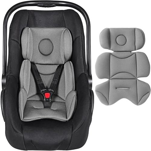 Infant Car Seat Insert Thickened, Breathable & Fold-Go Baby Head & Body Support for Infant, Soft Mesh Car Seat Cushion, Easy-Carry Protector for All Strollers & Carriers, Grey