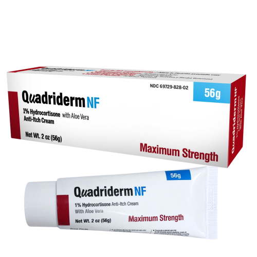 Pomada Quadriderm NF Hydrocortisone 1% Anti-Itch Cream with Aloe Vera, 2 oz