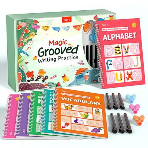 TIMEX Reusable Grooved Handwriting Workbook for Kids, Learning Materials, 6 Books–Early Elementary, Covers Math, Words, Drawing –Gift for Children - TikTok Shop