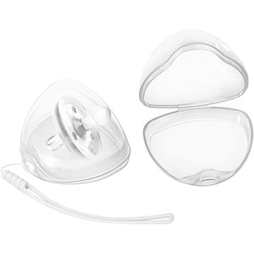 Pacifier Case,2 Pack BPA Free Pacifier Holder Case with Lanyard for Diaper Bag,Pacifier Container Box for Baby Binky Nipple Travel,Essential Pacifier Accessories,Easy to Clean,Transparent