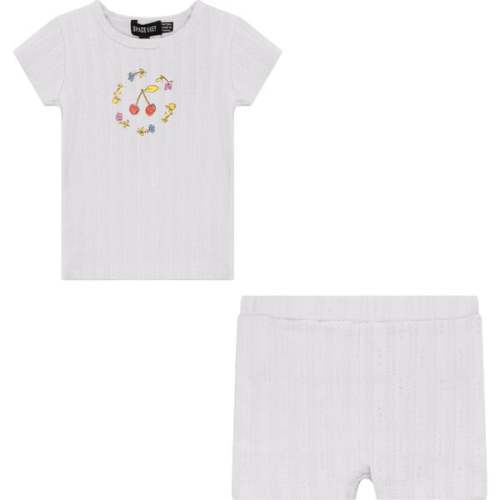 Pointelle Ribbed 2Pc Set White - Space Grey | Maisonette