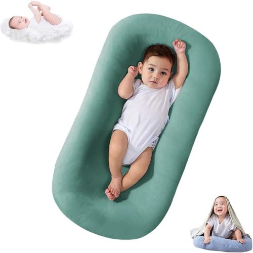 Baby Lounger Bionic Organic Lounger Soft Breathable Baby Lounger for Newborn Infant Babies 0-18 Months (DarkGreen, OneSize)