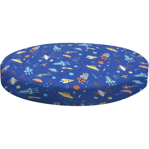 Cloele Round Stretchy Crib Sheet - Microfiber Space Fitted Sheet for 42 X 42 Mattresses Ultra Soft Round Fitted Sheet for Baby Boys