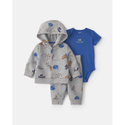 Baby Boy 3-Piece 'Go Team!' Football Fleece Layering Set - Grey/Blue | Carter's