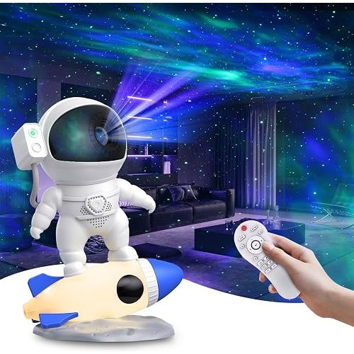 Astronaut Galaxy Projector Night Light, Star Space Projector with Rocket Lamp, Ceiling LED Starry Nebula Projector with Timer and App & Remote Control, Kids' Room Decor Gifts