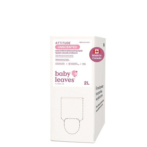 ATTITUDE Baby Dish Soap and Bottle Cleaner, Made in Canada, EWG Verified Dishwashing Liquid, No Added Dyes or Fragrances, Tough on Milk Residue and Grease, Vegan, Unscented, Bulk Refill, 2 Liters