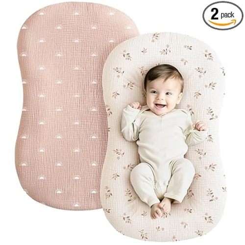 Konssy 2 Pack Muslin Baby Lounger Covers, Covers Only, 30.7" x 20"