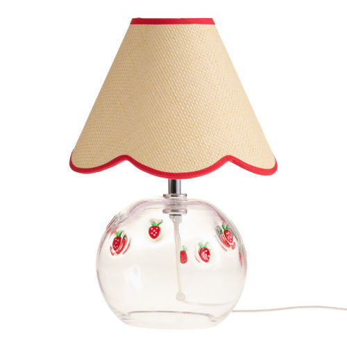 Charm Strawberry Inlay Glass Orb Scalloped Shade Table Lamp