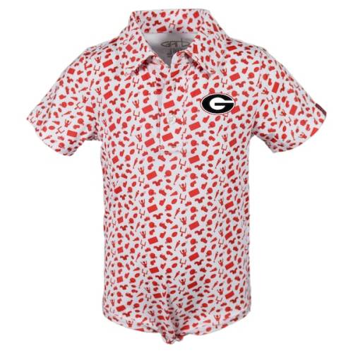 Infant Garb Red Georgia Bulldogs Tom Allover Print Performance Polo Bodysuit