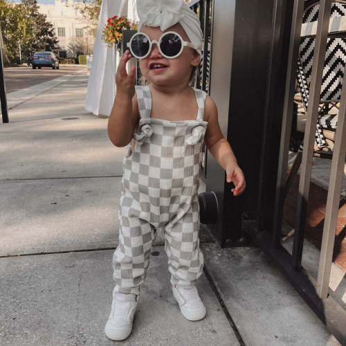 Ziggy Checkered Waffle Romper — Final Sale
