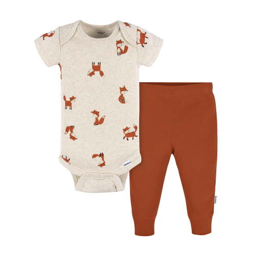 Gerber Gender Neutral Short Sleeve Onesie and Pant Outfit Set, 2-Piece, Sizes 0/3 Months - 12 Months