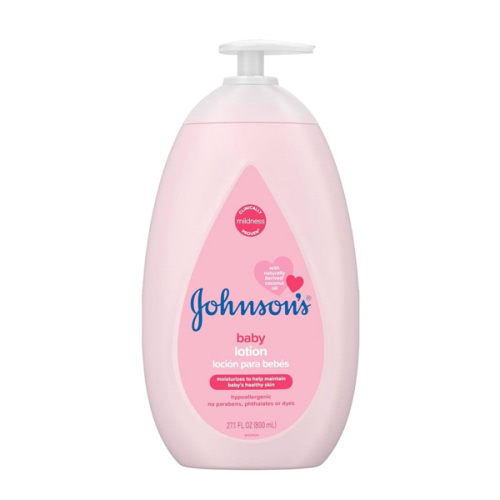 Johnson's Moisturizing Mild Pink Baby Lotion with Coconut Oil for Delicate Baby Skin, Paraben-, Phthalate- & Dye-Free, Hypoallergenic & Dermatologist-Tested, Baby Skin Care, 27.1 Fl. Oz