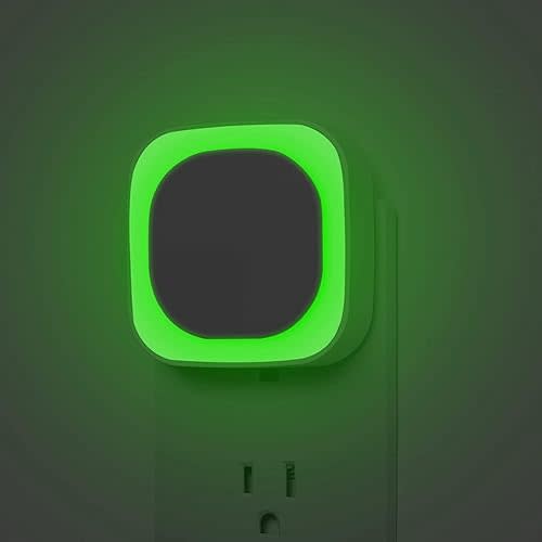 2 Pack Plug in Dimmable Night Light, Square Nightlight, Auto Dusk to Dawn Sensor, LED Night Light, Soft Glow, Diffused Light, Green Night Light for Bathroom, Hallway, Stairs, Kitchen