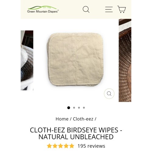 Cloth-eez Birdseye Wipes - Natural