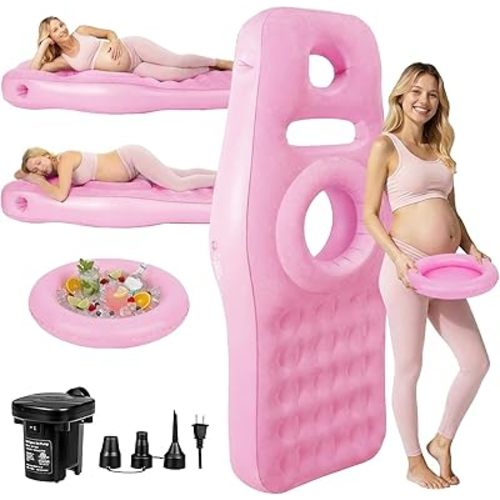 Inflatable Pregnancy Pillow with Belly & Head Hole, Prone Pregnancy Pillow for Stomach Sleepers, Belly Pillow Pregnancy Mattress for Pregnant Women, Maternity airbed Pool Float for Tummy Massage
