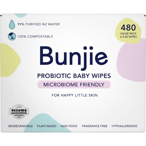 Bunjie Probiotic Baby Wipes Fragrance & Toxin-Free 480 pack | Woolworths
