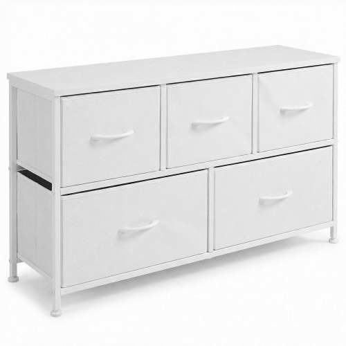 Alvantor Tall Dresser Fabric Storage Tower ,Wooden Top for Kid Room, Closet, Entryway, Nursery