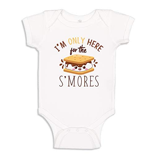 I'm Only Here for The S'Mores Funny Camping Baby Bodysuit One Piece or Toddler T-Shirt