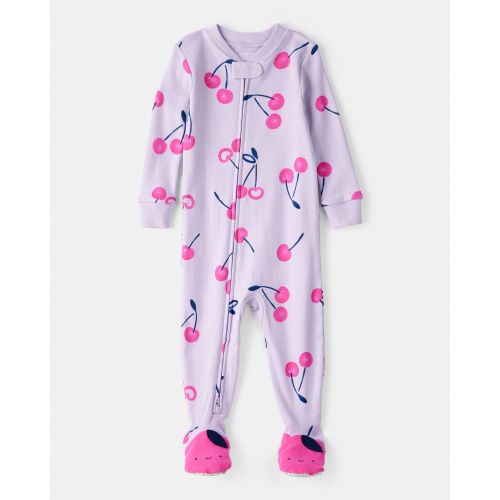 Baby Girl Cherry 100% Cotton Snug Fit 2-Way Zip Footie 1-Piece Pajamas - Purple - Carter's | Carter's