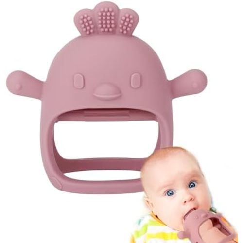 Silicone Baby Teether Toys for Infants 3-6 6-12 Months, Dark Pink