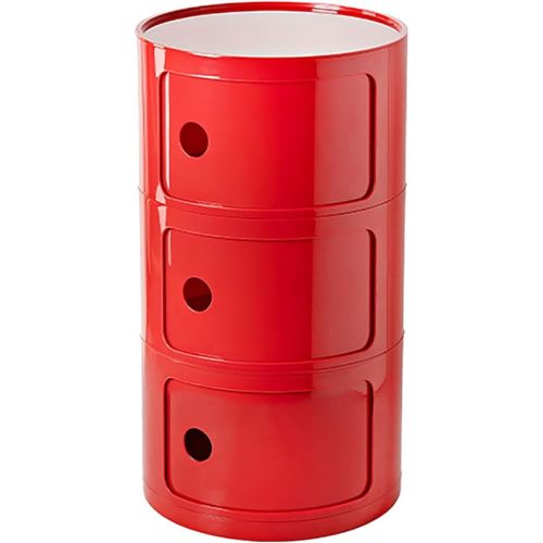 Red 3 tier round nightstand