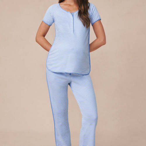 LAKE | Women | Pima Cotton Pajamas | Hydrangea Maternity Short Long Set