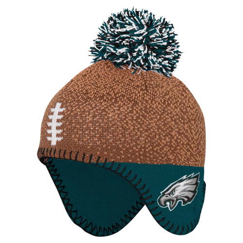 Infant Brown Philadelphia Eagles Football Head Knit Hat with Pom