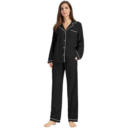 Womens Muslin Pajama Set 100% Cotton Double Gauze Linen Like