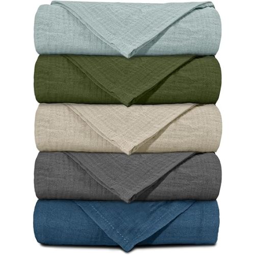 Muslin Receiving Blankets, Neutral Blanket Swaddling for Newborn Boys and Girls, 5 Pack Breathable and Skin-Friendly Swaddle Wrap for Infant Baby (Graceful Colors)
