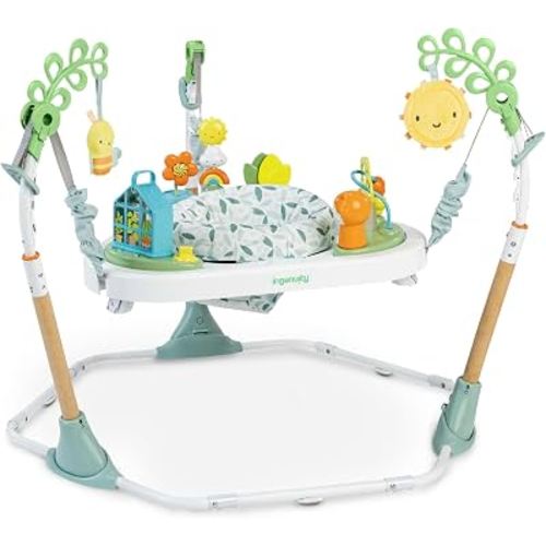 Ingenuity 3-in-1 Baby Jumper and Activity Center with Lights and Sounds – Converts to Toddler Play Table, 4 Adjustable Heights, Wood Legs, Ages 4 Months to 3 Years