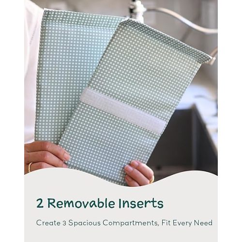 Lily Miles Baby Diaper Caddy Organizer, Wipeable Diaper Organizer Basket with 8 Pockets for Newborn Essentials, Nursery Tote Bag for Changing Table & Car Organization (Willow Green, Large)