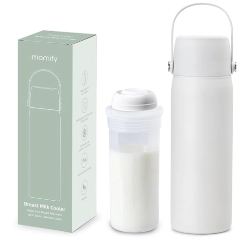 Portable Breastmilk Storage Bottle, 20oz Vacuum Insulated Stainless Steel Breast Milk Cooler Bottle, TSA Approved Breast Milk Chiller for New Moms, Outdoor, Travel, Office​ - White