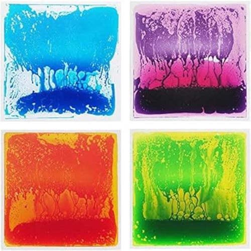 Art3d Liquid Sensory Floor Decorative Tiles,15.8"x15.8" Square, Colorful, 4 Tiles