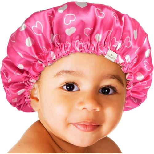 YANIBEST Baby Satin Bonnet Sleep Cap - Double Layer Reversible Adjustable Silky Satin Cap for Infant Toddler(6-36Months,Light Pink)